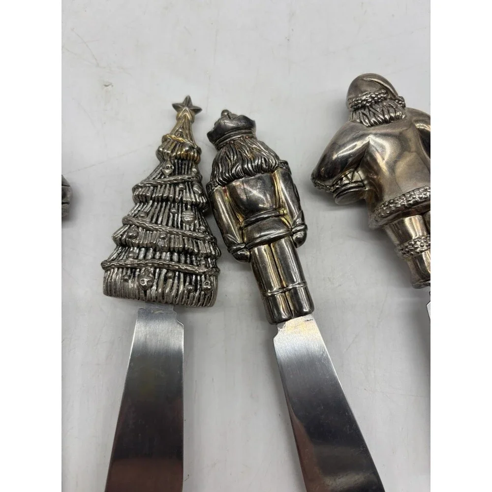 Christmas Charcuterie Spreaders 4 Holiday Wallace Silversmiths Silverplate Santa